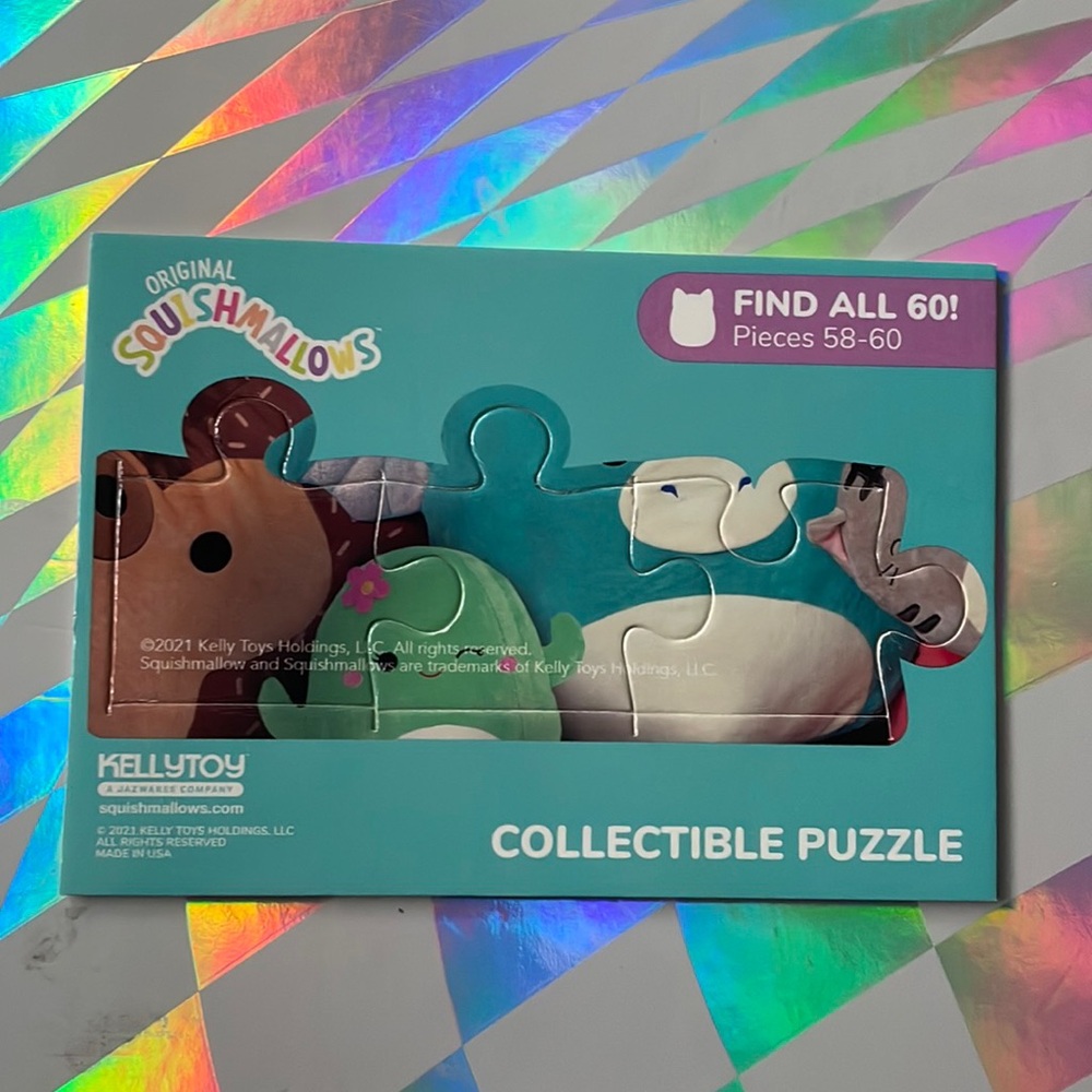 58-60 pieces of the Original Squishmallows collectible trading card puzzle